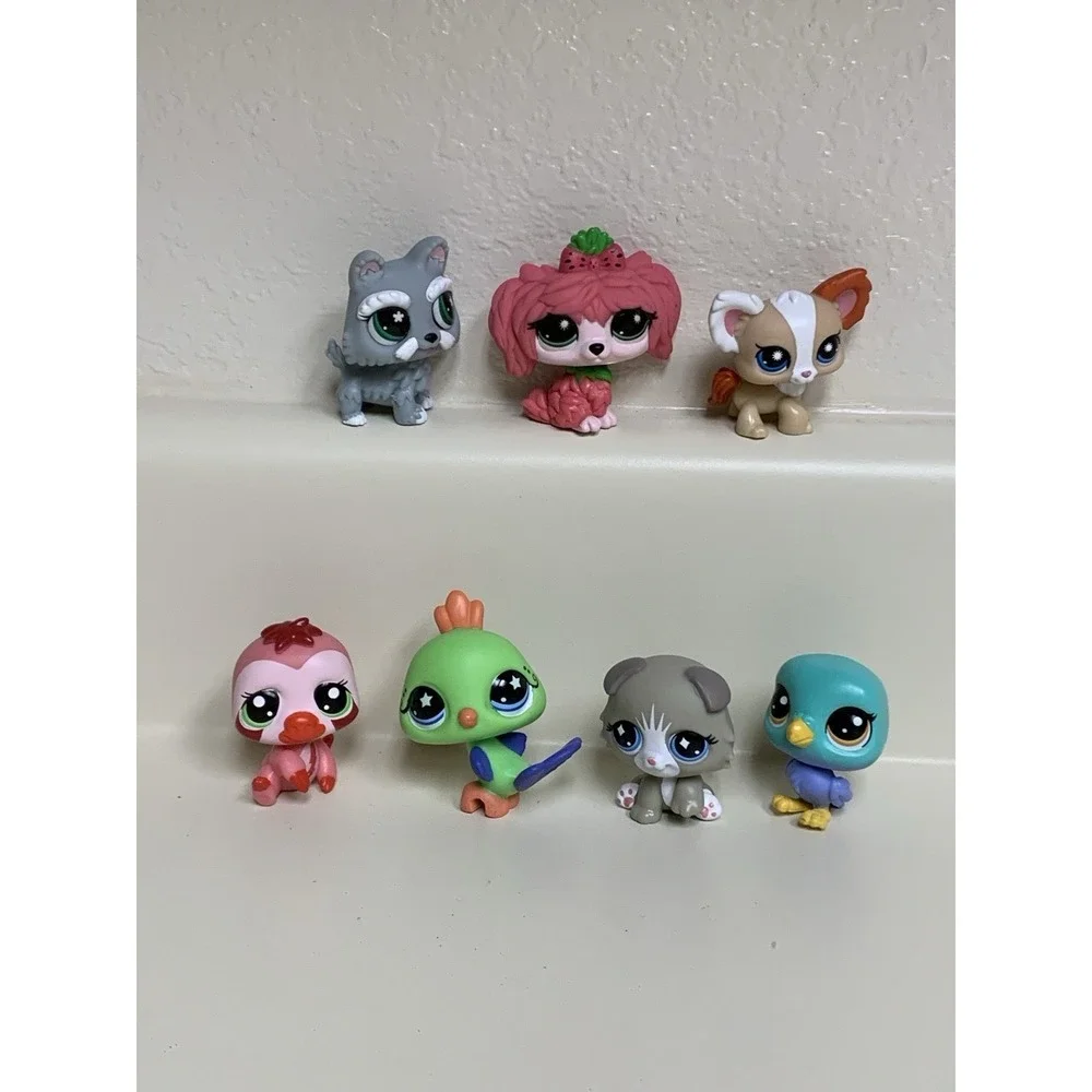 7 LPS Littlest Pet Shop Pets Dog Cat Bird Monkey